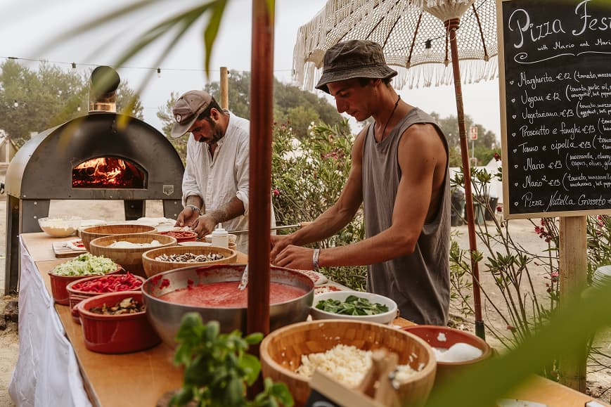 Outdoor pizza night with fresh ingredients at Dreamsea Portugal Alentejo