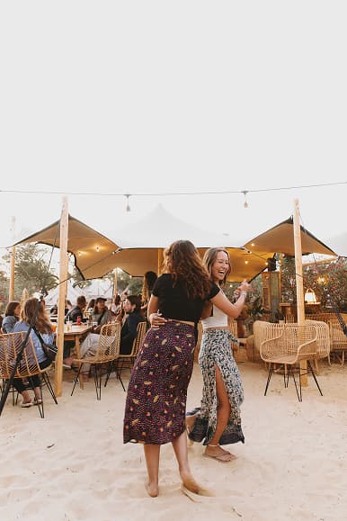 Guests dancing during an outdoor evening gathering at Dreamsea Portugal Alentejo