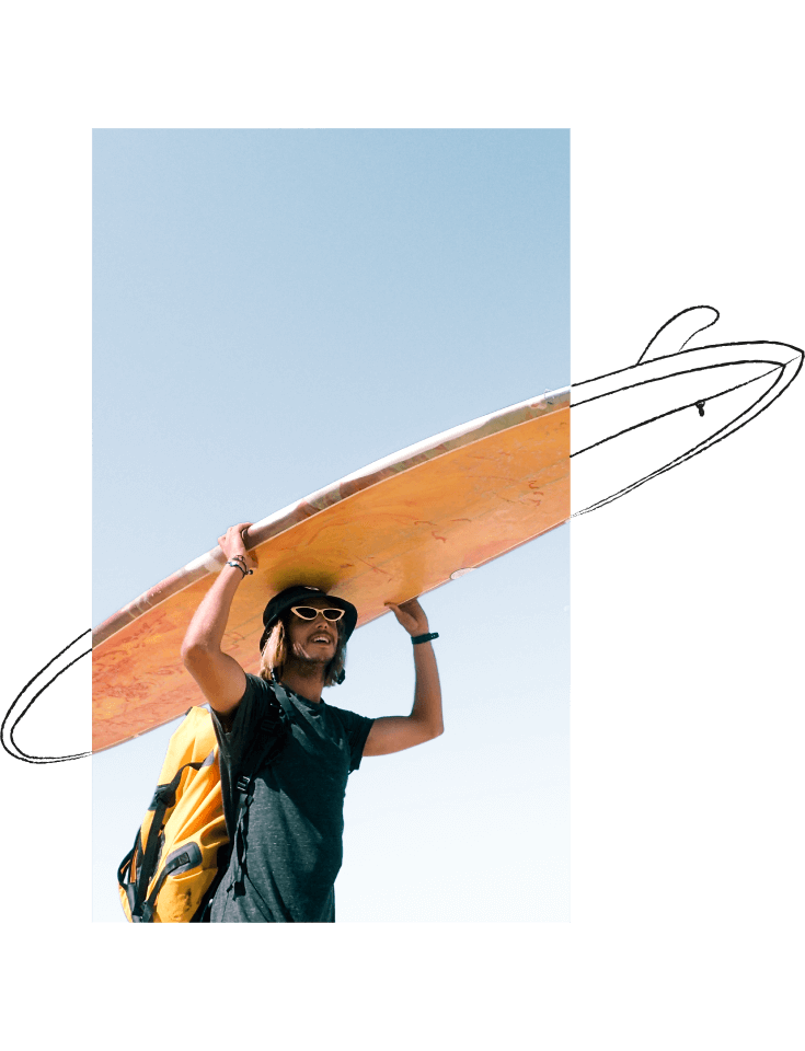Happy surfer - we help findind your destination