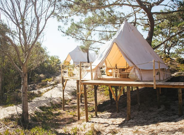 Tents & structures integrated with nature, without traces