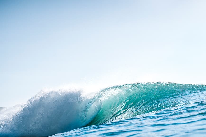 Powerful breaking wave in Uluwatu Bali