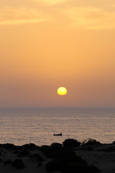 Sunset over the Atlantic Ocean in Imsouane Morocco