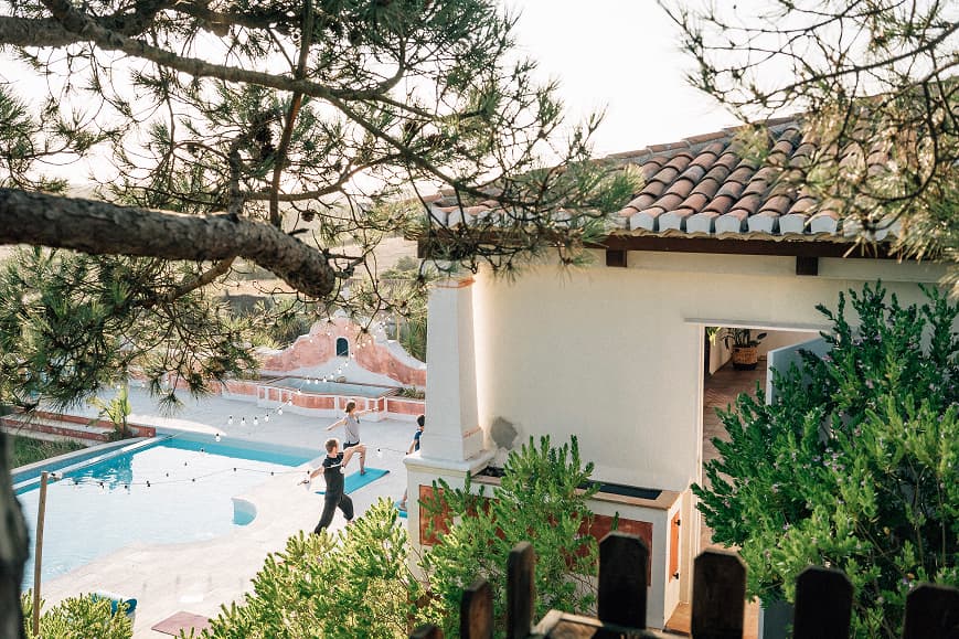 Outdoor yoga area by the pool at Dreamsea Portugal Sintra
