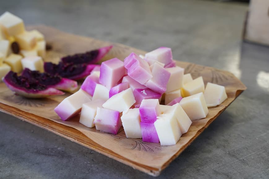 Local Canarian food tasting with cheese and dragon fruit