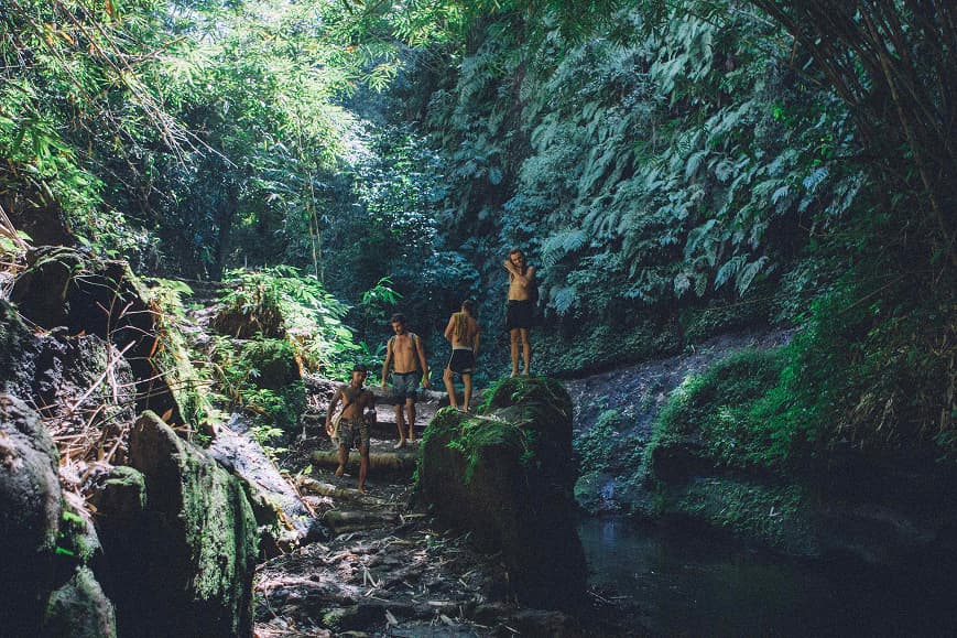 Guests exploring the natural landscape around Lombok